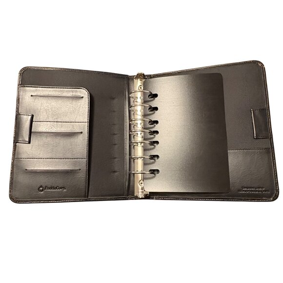 Franklin Covey Black Leather Zip Binder Planner Organizer 7-Ring With Card Slots - Picture 2 of 12